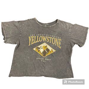 Caution To The Wind FLAW 100% Cotton Yellowstone Graphic Cropped Shirt sz S